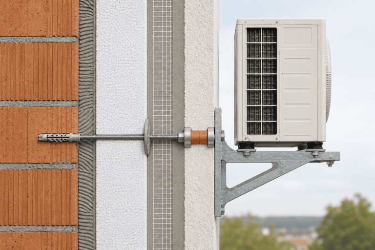 Fixation d'une climatisation sur une ITE