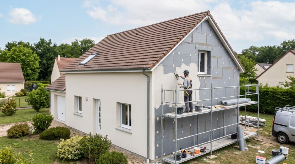 Maison rénovée avec une ITE isolation thermique par l’extérieur