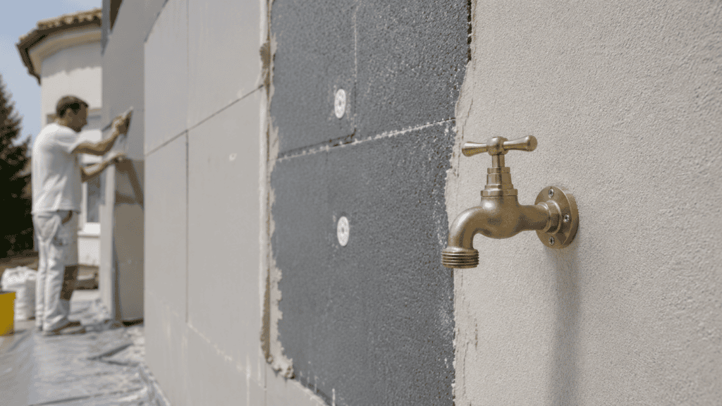 Déplacement d'un robinet extérieur lors d'un ITE