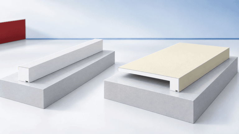 Appui de fenêtre isolant installé dans une façade avec isolation extérieure