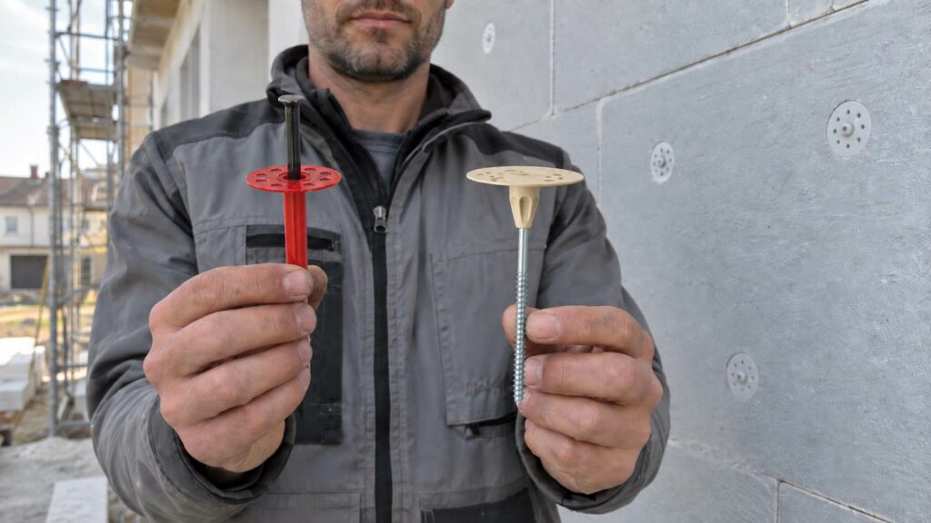 Chevilles ITE à visser et à frapper pour fixer des panneaux isolants en façade