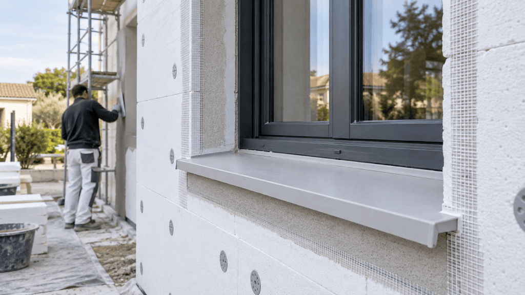 Appui de fenêtre intégré à une isolation thermique par l'extérieur ITE