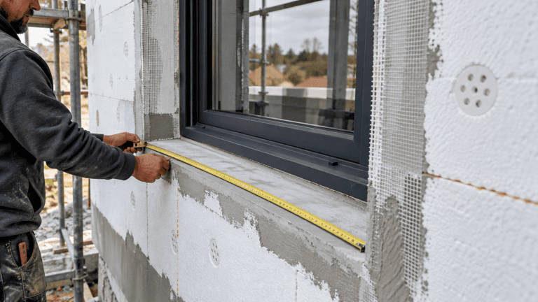 Préparation d’une baie de fenêtre avant pose d’un appui isolant pour ITE